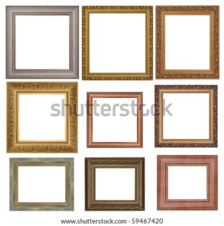 nine antique picture frames. High resolution