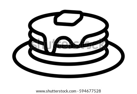 Breakfast pancakes with syrup and butter on a plate line art vector icon for food apps and websites Royalty-Free Stock Photo #594677528
