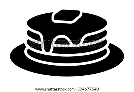 Breakfast pancakes with syrup and butter on a plate flat vector icon for food apps and websites Royalty-Free Stock Photo #594677540