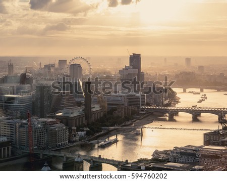 View of Hazy London Skyline From Above