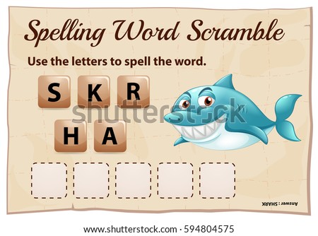 Shark scramble word game