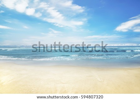 Beautiful panorama of seascape with blue sky at daylight Royalty-Free Stock Photo #594807320