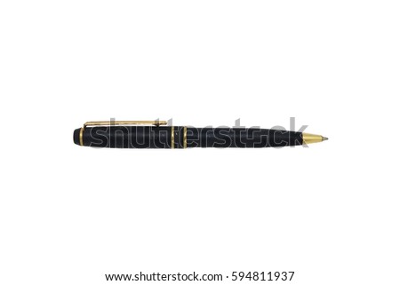 Pen black gold old isolated on white background