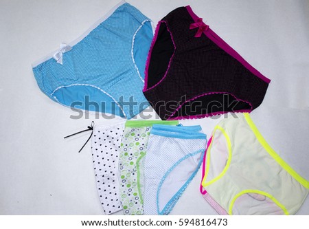 Underpants and clothing for womens. Children panties isolated on white background