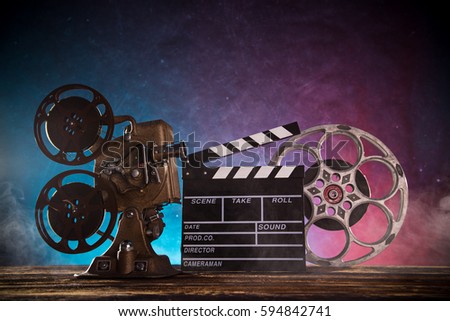 Old style movie projector, still-life, close-up.