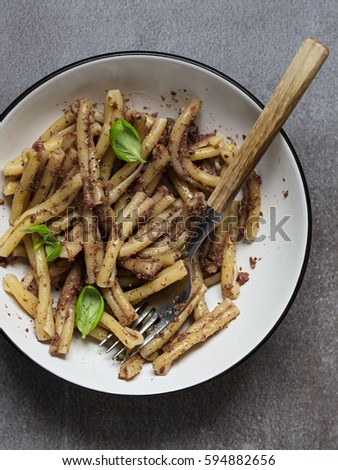 Pasta with Tapenade Sauce.