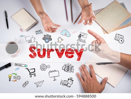 Survey concept. The meeting at the white office table