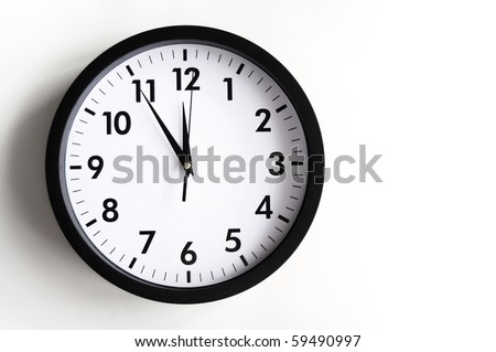 time concept with watch or clock on white wall