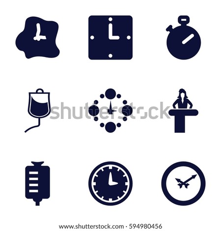 counter icons set. Set of 9 counter filled icons such as airport desk, drop counter, wall clock