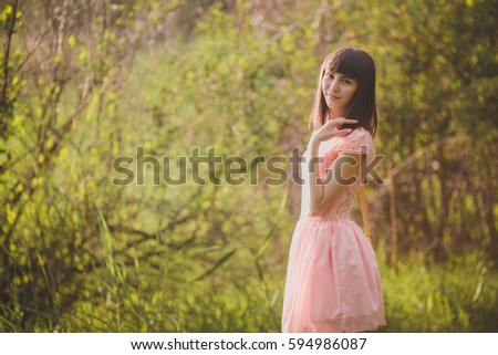 portrait of a beautiful young Caucasian woman outdoor