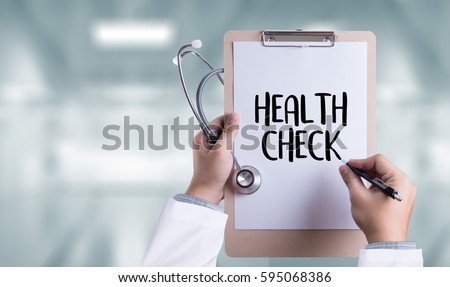 HEALTH CHECK Medicine doctor working with computer interface as medical Royalty-Free Stock Photo #595068386