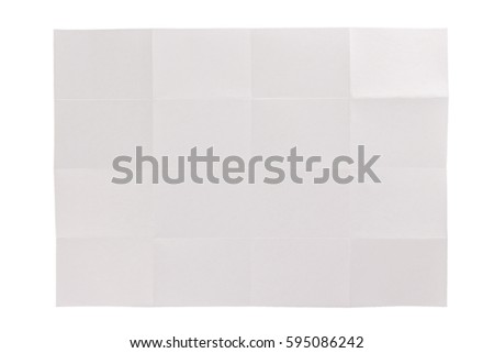 table folded plain paper 4 by 4 cell isolated on white background