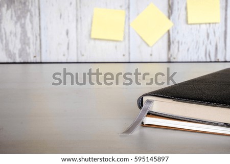 Education concept, Equipment and supplies for work on old wood background.