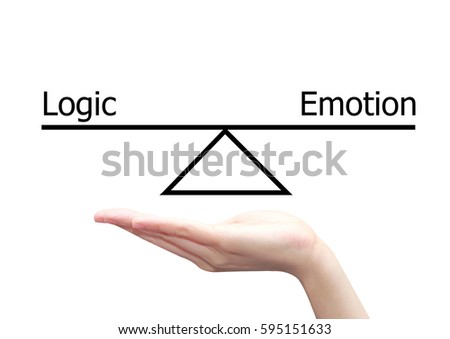 isolated hand with left right brain concept of logic and emotion