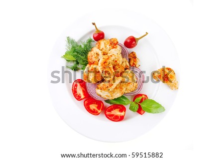 image of chicken brisket chunks on vegetables