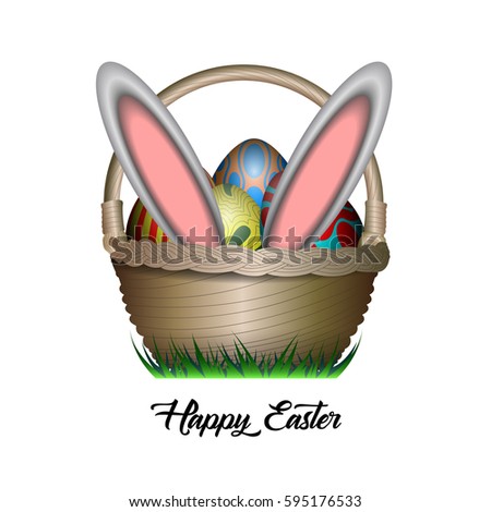 Isolated easter bunny ears on a basket, Vector illustration