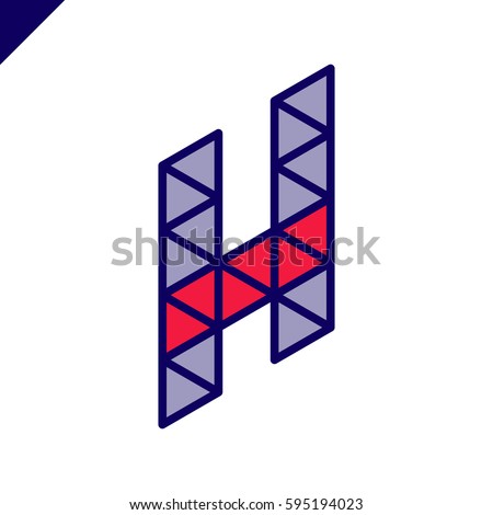 Letter H Logo icon with origami triangle symbol. Colorful Abstract Design template element logotype