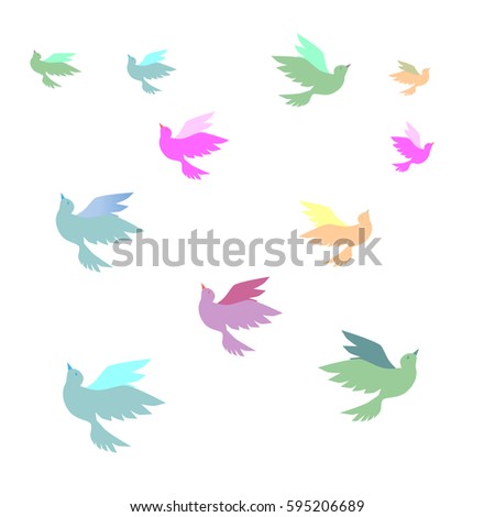 
Colored doves on a white background vector