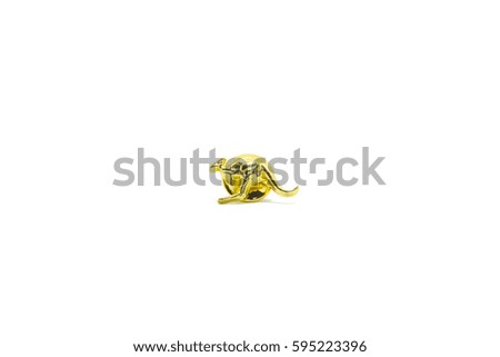 Kangaroo shaped golden pin isolated on a white background.