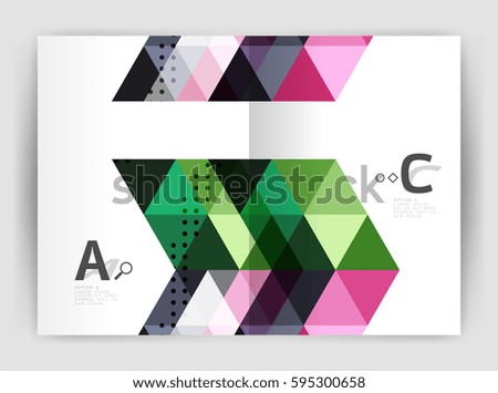 Modern business brochure or leaflet A4 cover template. Abstract background with color triangles, annual report print backdrop. Vector design for workflow layout, diagram, number options or web design