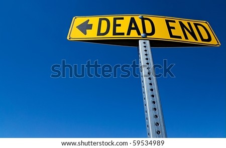 Horizontal Dead End Sign against a blue sky