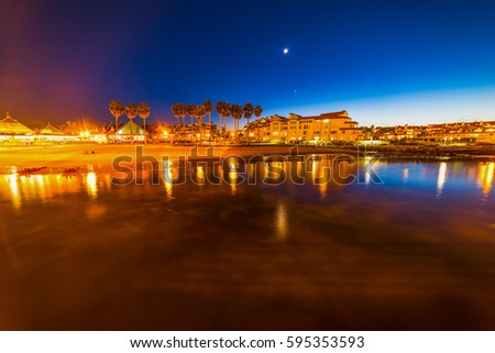 Coronado beach seen at night, California
