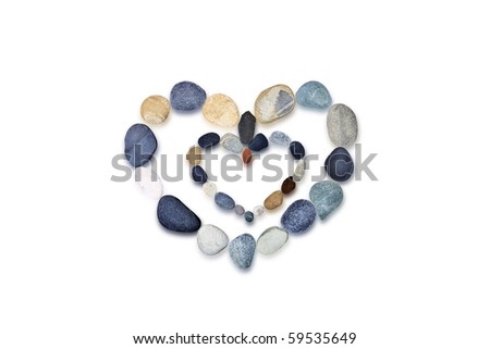 Composition of the stones. Heart. Isolated on white with clipping path