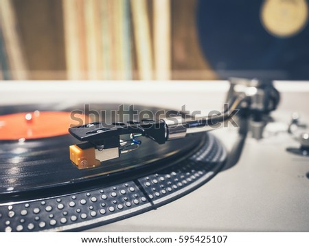 Vinyl Record on Turntable Player Music Vintage Retro 