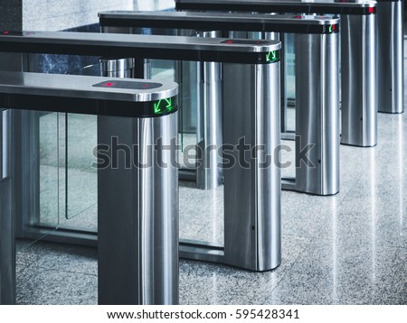 Entrance gate card Access Security system Royalty-Free Stock Photo #595428341