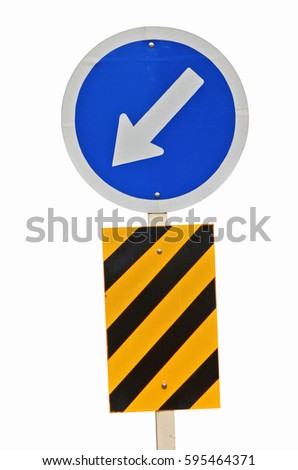 Custom road traffic mandatory sign and head island sign