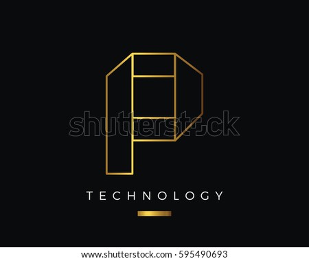 Modern Abstract Gold P Alphabet Logo, suitable for Technology, Multimedia, Photography, Marketing, Jewelry, and Other Business