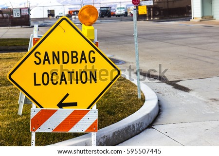 Sandbag Location Sign At Local Maintenance Yard