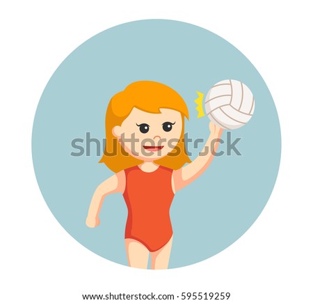 volley beach girl smashing in circle background