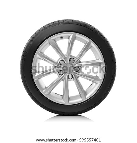 Car wheels isolated on a white background. Royalty-Free Stock Photo #595557401
