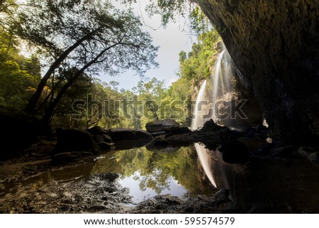 Waterfall cave, Haewsuwat waterfall at Khao Yai National Park, Thailand 