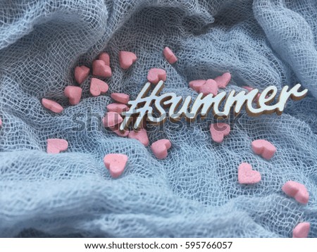 Summer love. summer wooden hashtag. Love hashtag. Concept summer background. 