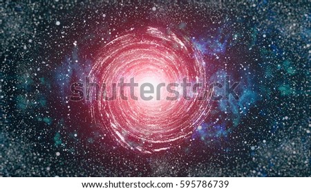 Panoramic looking into deep space. Dark night sky full of stars. The nebula in outer space.
