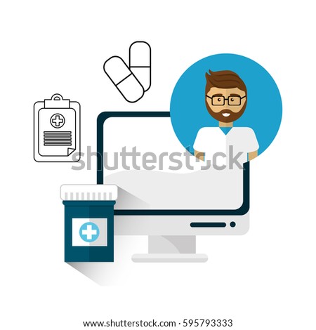 hospital doctor computer icon