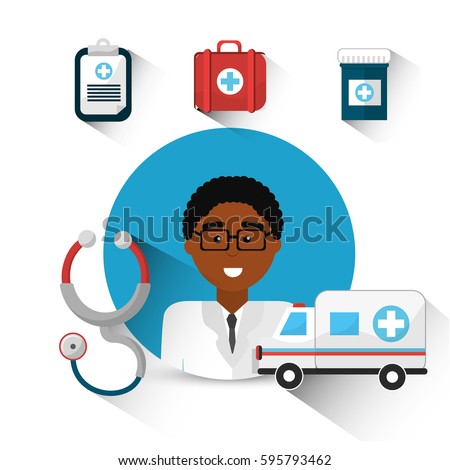 hospital doctor with his tools icon