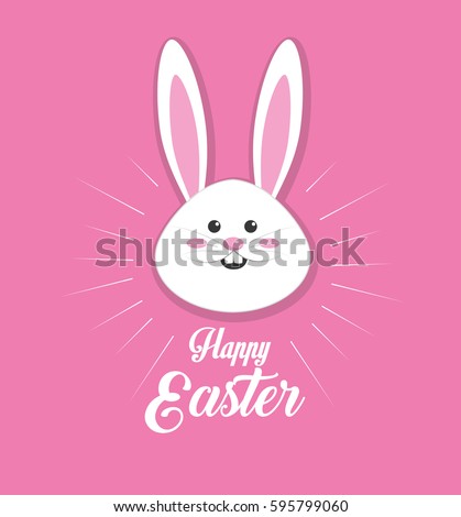 happy easter rabbit eggs day icon