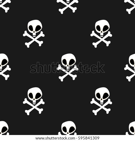 Scull with bones seamless pattern vector illustration 