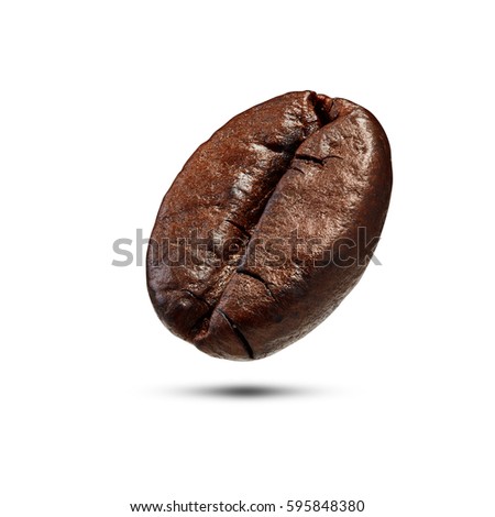 Roasted coffee beans isolated on white background with clipping path Royalty-Free Stock Photo #595848380