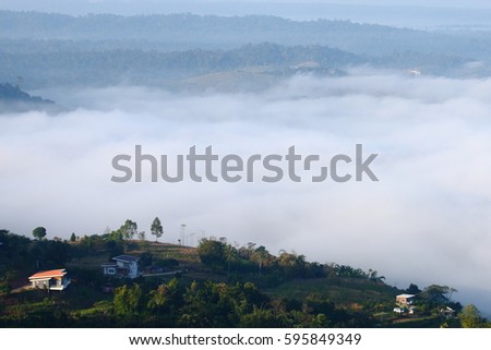 view of mist on mountain at Khao Kho, Phetchabun , Thailand.