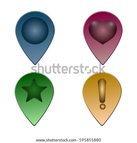 Set of map pins on a white background, Vector illustration