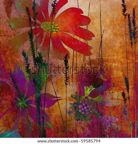art vintage floral hand drawing background for family holidays