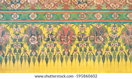 Traditional Thai style art of pattern on wall in temple, Thailand