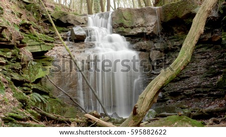 A river flow / waterfall in the Margarethenschlucht shot with a long shutter speed. Located in Germany, in the Neckar Odenwald district.


