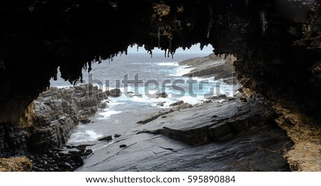The cave of Admirals Arch on Kangaroo Island, South Australia. The island lies in the state of South Australia 112 km (70 mi) southwest of Adelaide.