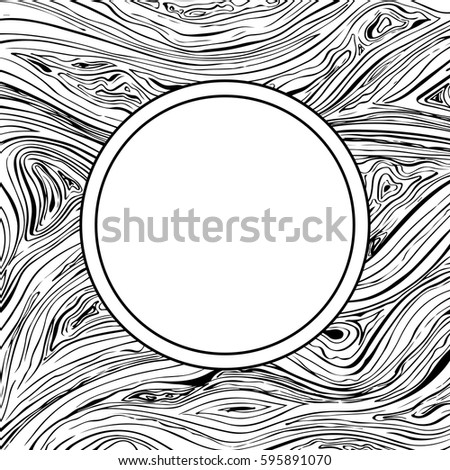 Round frame with lines background. Vector texture with hand drawn ink wavy strokes