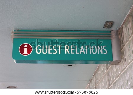 guest relations sign